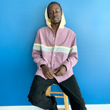 purple hoodie corduroy cream teal hood summer fall fashion streetwear comfort